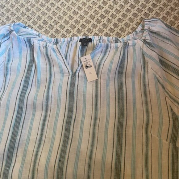 Talbot's Women's Linen Striped Pop Over Blouse NWT Size Petite XL - Picture 3 of 6